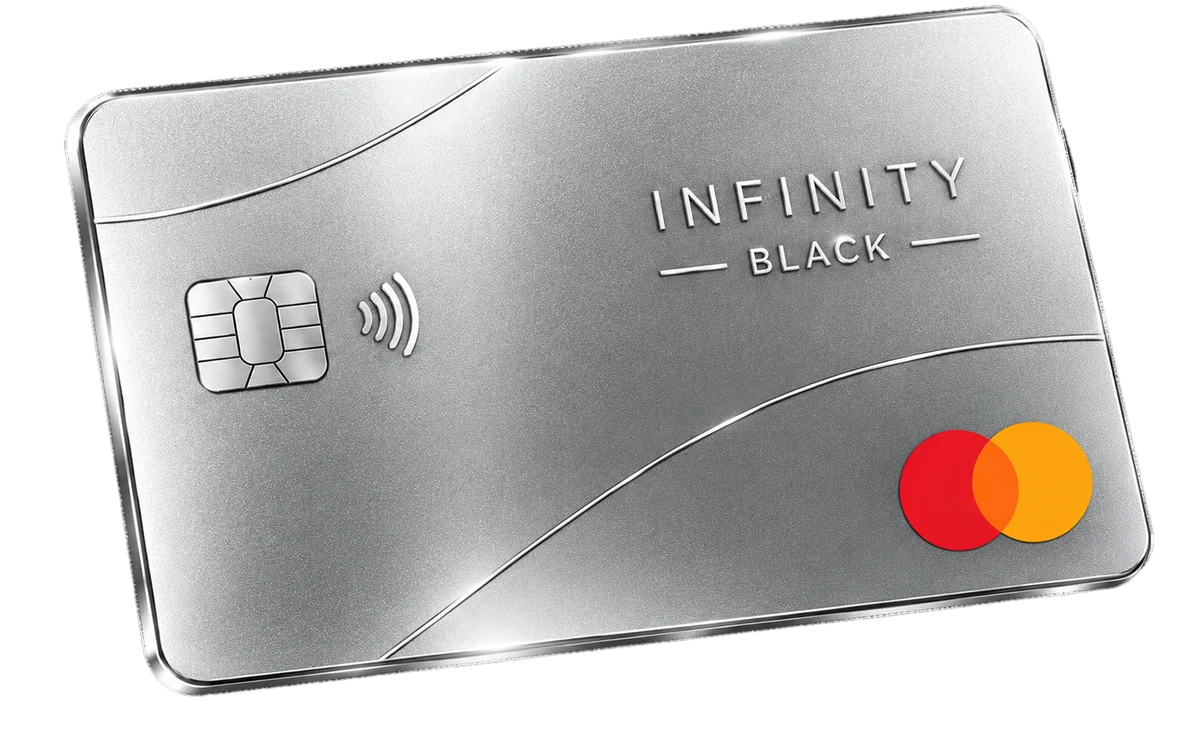 Cartão Infinity Black Metálico: acabamento prata com relevos espelhados